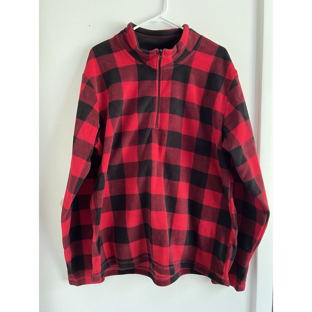 The Children's Place Buffalo Plaid Fleece Half‎ Zip Pullover Adult Large L Red